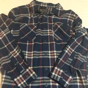 Men’s large flannel western blue multi plaid long